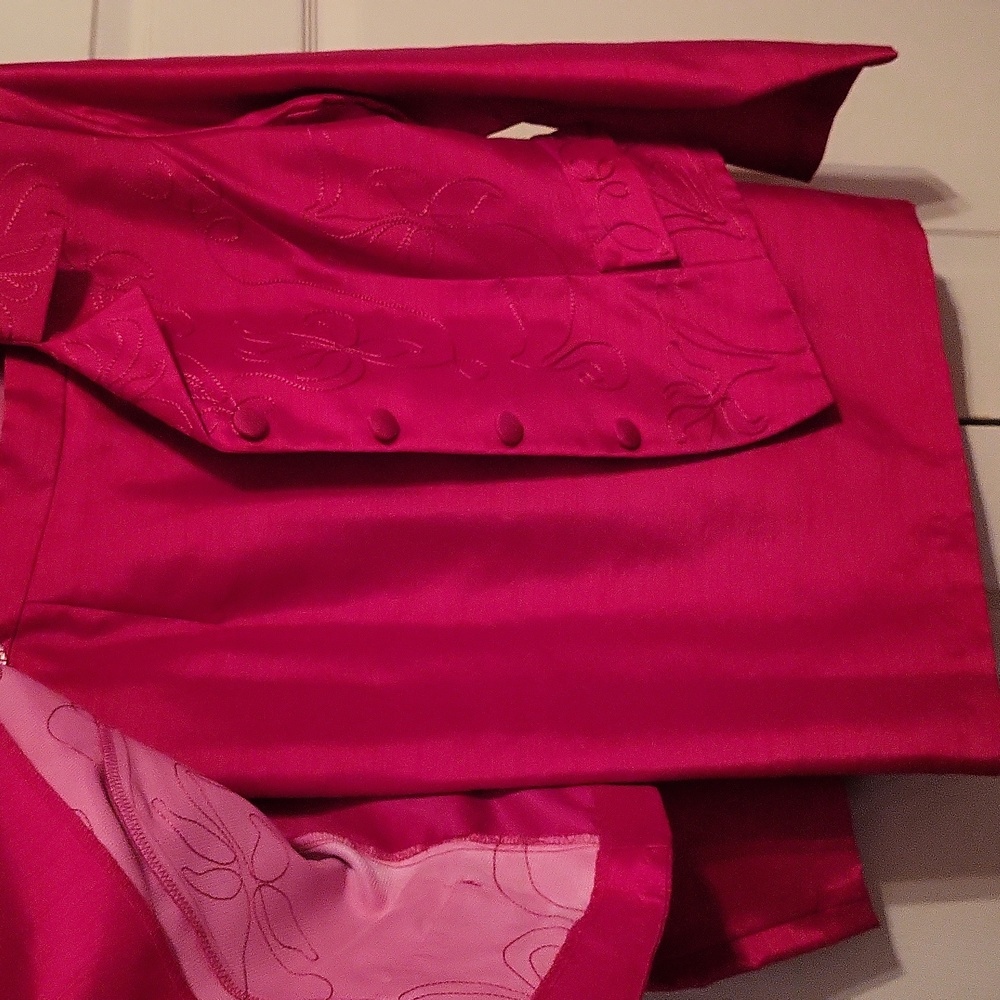 Karin stevens petites skirt suit, jacket 14P, skirt 14, Red - Picture 7 of 9